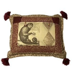 Neiman Marcus Sweet Dreams Vintage Exotic Decorative Pillow Monkey Jungle Safari
